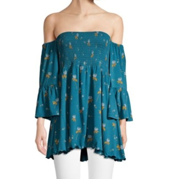 Free People Lana Off The Shoulder Tunic in Mermaid Combo. XS,M - Picture 3 of 7